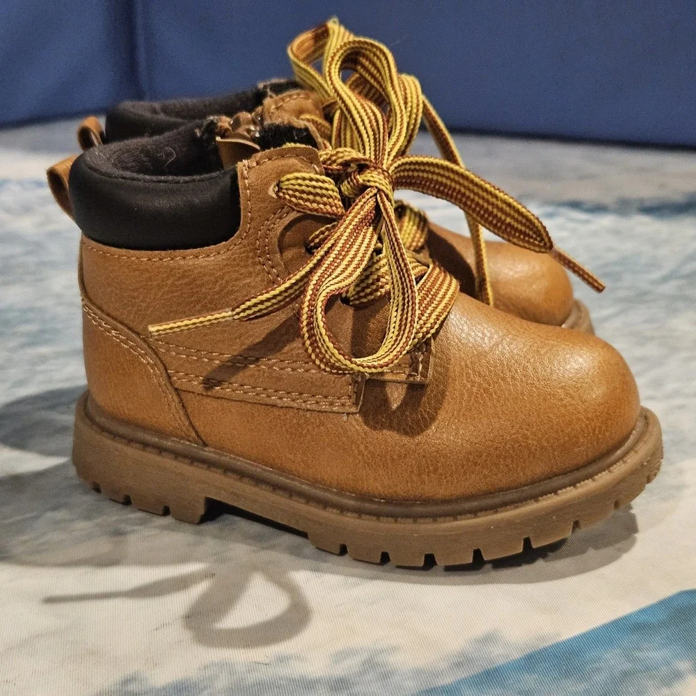 Carter's Toddler Boys Lace Up Work Boots Brown Ankle Boots Size 6